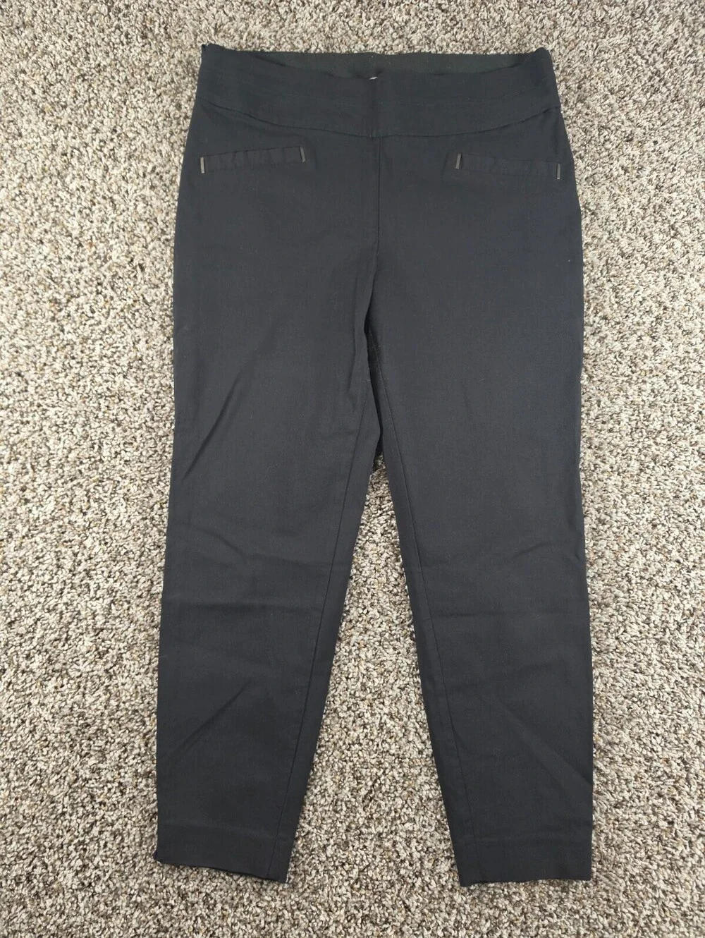 Maurices Womens Sz L Short Ankle Length Skinny Leg Dress Pants Black Pull On